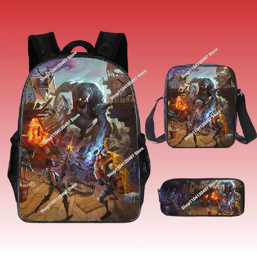 3pcs/set Fortnite Game Backpack Anime Cartoon Large Capacity Student School Bags Pencil Bag Kawaii Lunch Bag Birthday Gifts