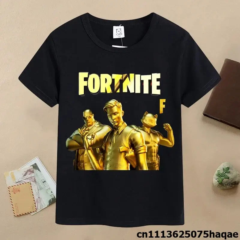 Summer Fortnite Children T-shirt Cartoon Game Figure Printed T-shirt Boys Casual Sports T-shirt Short Sleeves Kids Clothing