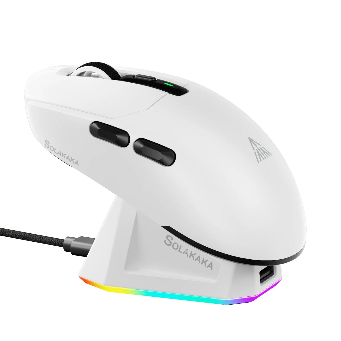 SOLAKAKA SM820 Tri-Mode Wireless Gaming Mouse with RGB Charging Dock, PAW3311 Sensor, 26000 DPI, Ultra-Light Rechargeable Wireless Gaming Mouse