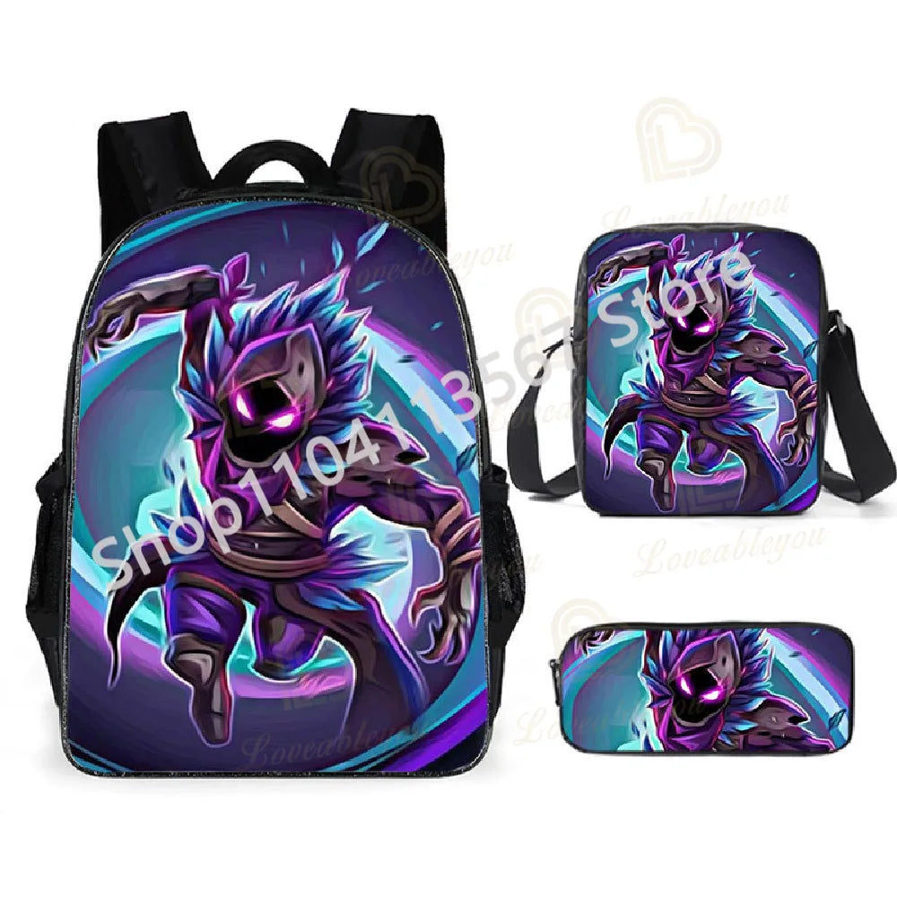 Fortnite Kids 3pcs Backpack Set Women Backpacks Office Stationary for Teenage Girls Boys Laptop Backpack Casual Travel Rucksack