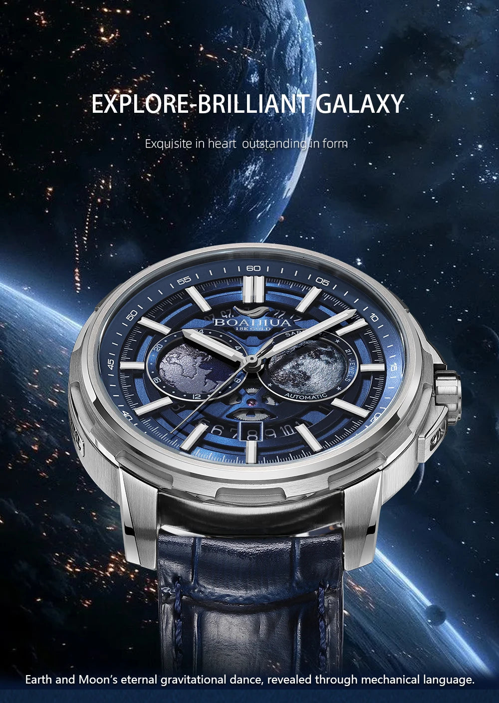 BORIAGE(BOAIJIUA) vollautomatische mechanische Herrenuhr mit Originaldesign, wasserdichte leuchtende mechanische Armbanduhr