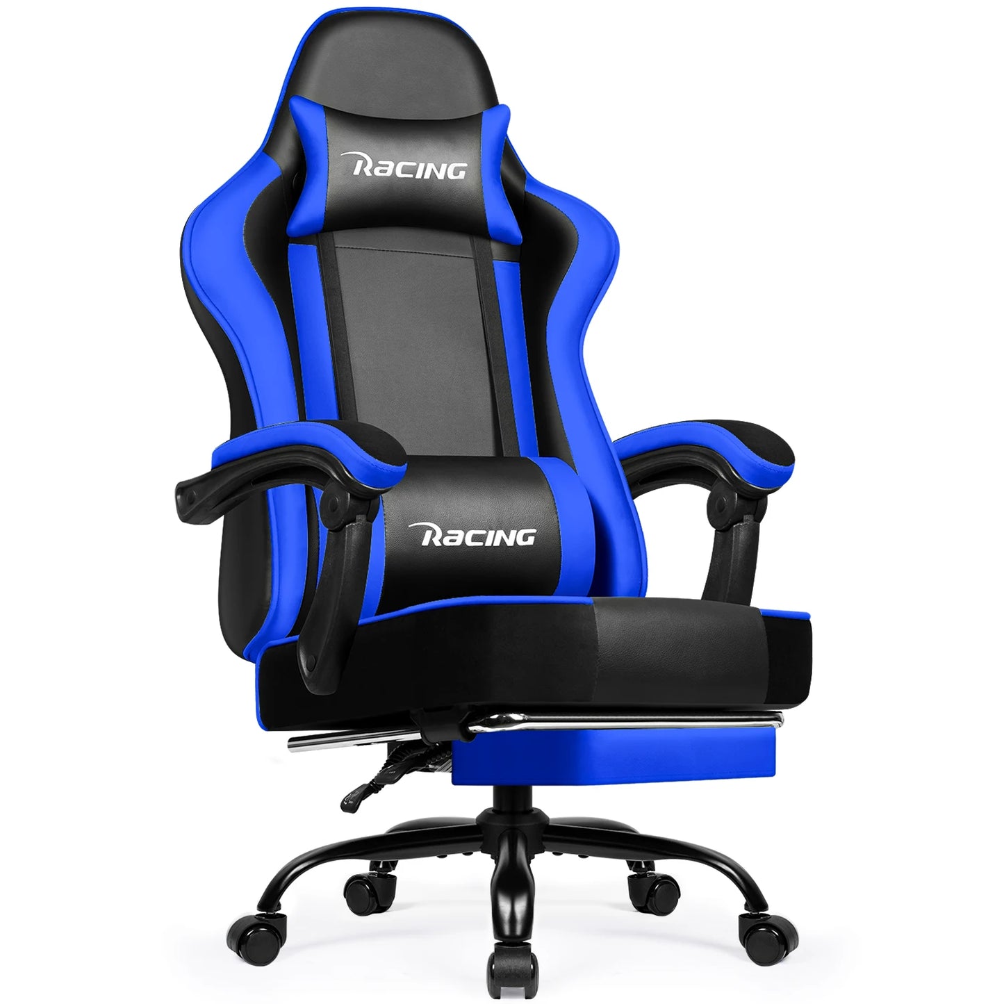 Daccormax Ergonomic Gaming Chair with Footrest, Reclining 170°, PU Leather Racing Chair with Lumbar Support and Headrest