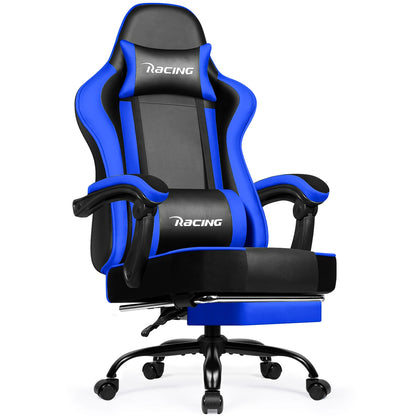 Daccormax Ergonomic Gaming Chair with Footrest, Reclining 170°, PU Leather Racing Chair with Lumbar Support and Headrest