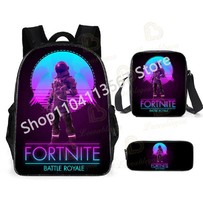 3Pcs/Sets Fortnite School Bags for Boys Girls Cartoon Battle Royale Game Book Bags Sets Games Backpacks School Gifts