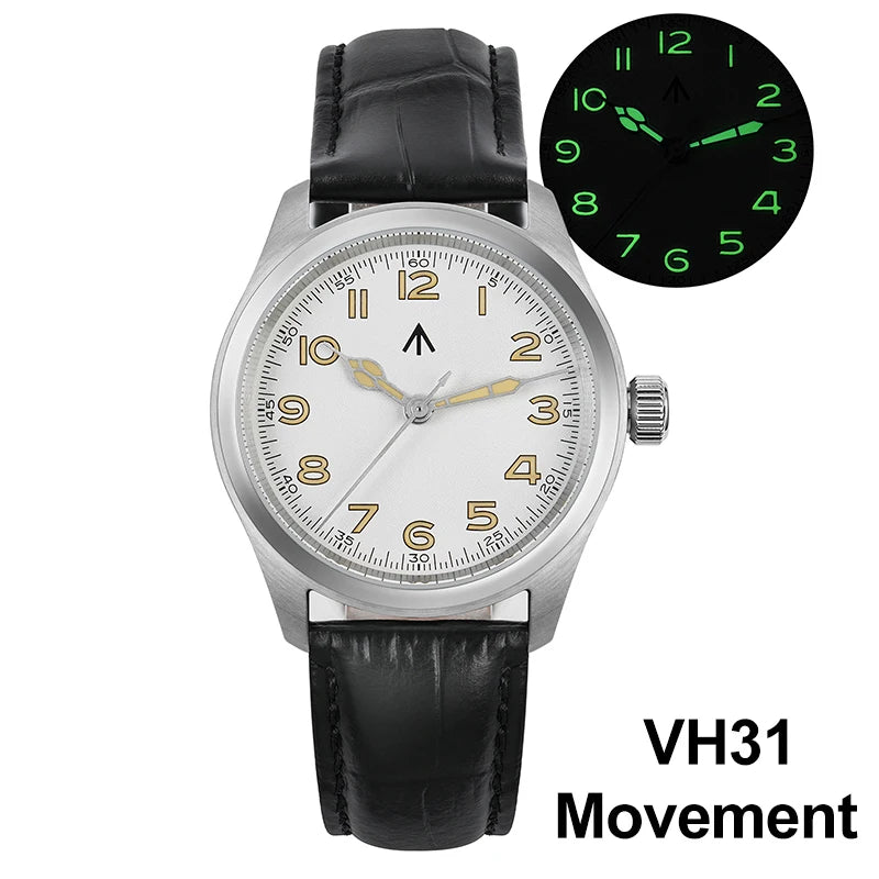 Militado ML08 Quartz Watch VH31/Ronda 515 Quartz Movement Vintage Watch Double Domed Sapphire Crystal BGW9 Luminous Men's Watch
