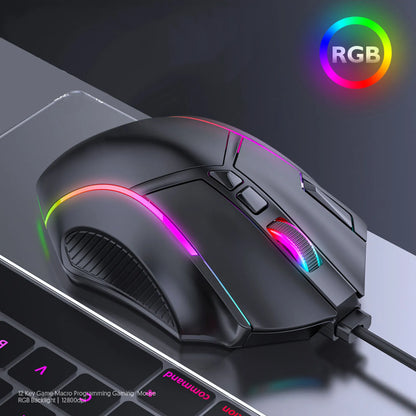 12800DPI Gaming Mouse RGB Wired 12800DPI 12 Keys Macro Definition Computer Replacement Accessories