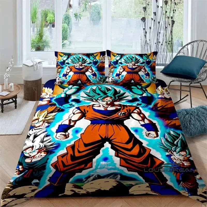 Ložní souprava s potiskem v motivu Cartoon/Anime Son Goku Dragon Ball: tato měkká a pohodlná sada obsahuje povlak na přikrývku a povlak na polštář