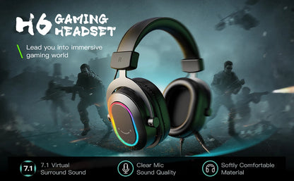 Auriculares gaming RGB FIFINE con micrófono – Auriculares USB circumaurales con cable, sonido envolvente 7.1, para PC, PS4 y PS5, con modos EQ y aislamiento de ruido