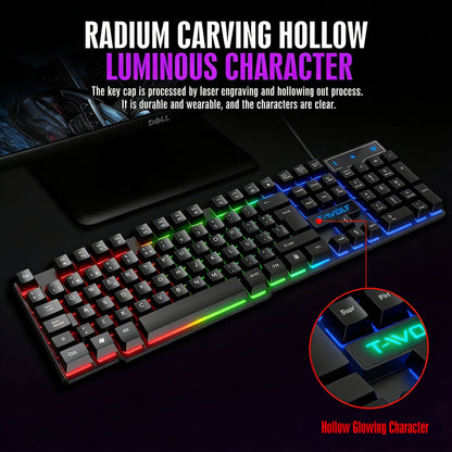 Mechanisches Gaming-Keyboard mit heller RGB-Hintergrundbeleuchtung, kabelgebundene USB-Tastatur für Büro und Zuhause, Medientasten, Russisch, Spanisch, Arabisch, Englisch