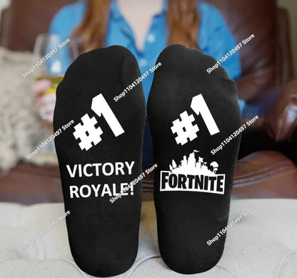 FORTNITE Sportsocken Sommer Schwarz Weiß Atmungsaktive Low-Cut-Socken No-Show Baumwolle Weiche Sport- und Freizeitsocken Kurz