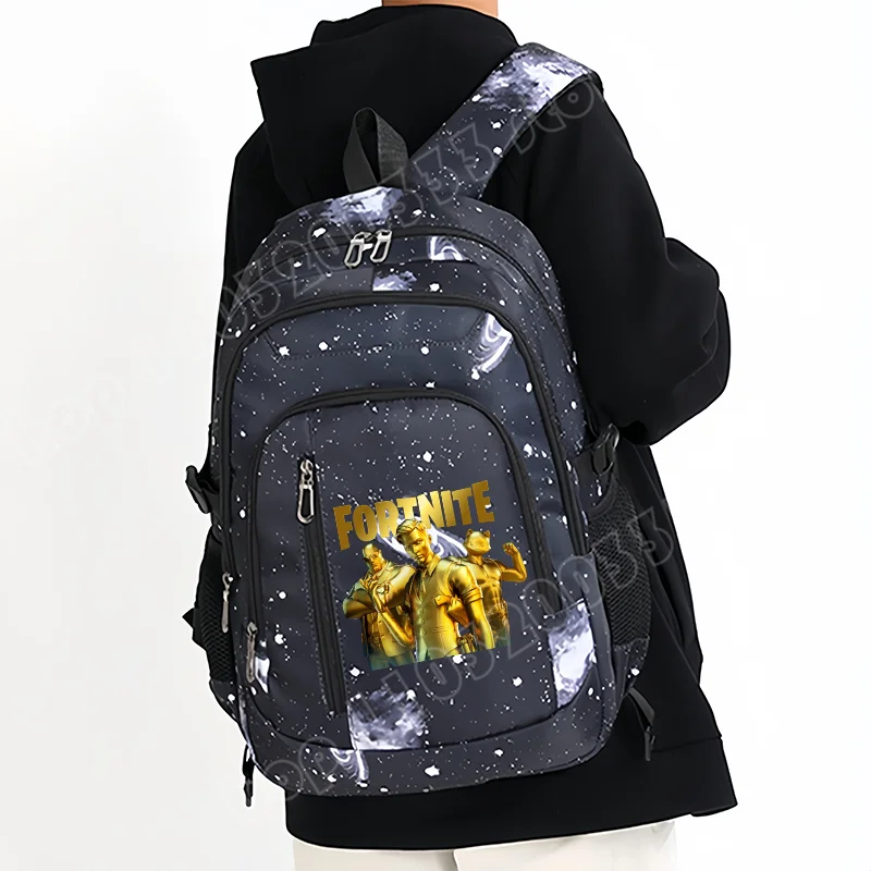 Fortnite Starry Sky Backpack Large Capacity Waterproof Laptop Bag Game Character Print Student Pack Boys and Girls Back to School Bag