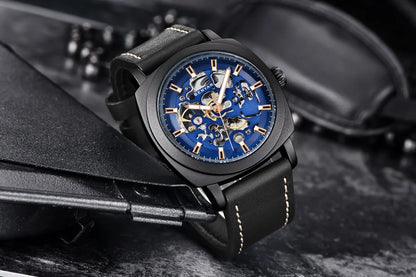BENYAR Watch for Men Luxury Skeleton Tourbillon Automatic Mechanical Men's Watch 30M Waterproof Leather Strap Sports Reloj Hombre