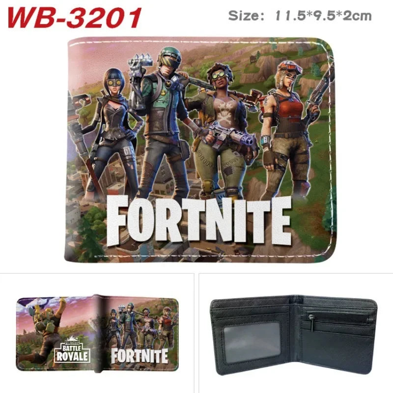 Fortnite Wallets for Kids Anime Fortnite Wallet Cartoon Card Holder Bag Leather Short Purse Fashion Folded Purses Boys Gift