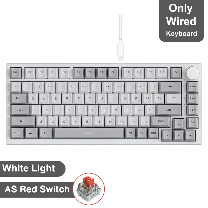 AJAZZ AK820 Pro Gaming Mechanical Keyboard 75% Wireless Bluetooth RGB Hot-Swappable Mechanical Keyboard with Volume Knob for PC, Mac & Laptop