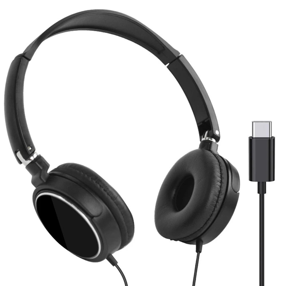 Écouteurs filaires 3.5mm/type-c, suppression du bruit, casque d'écoute sur l'oreille, écouteurs stéréo flexibles et réglables pour PC MP3 Mobile