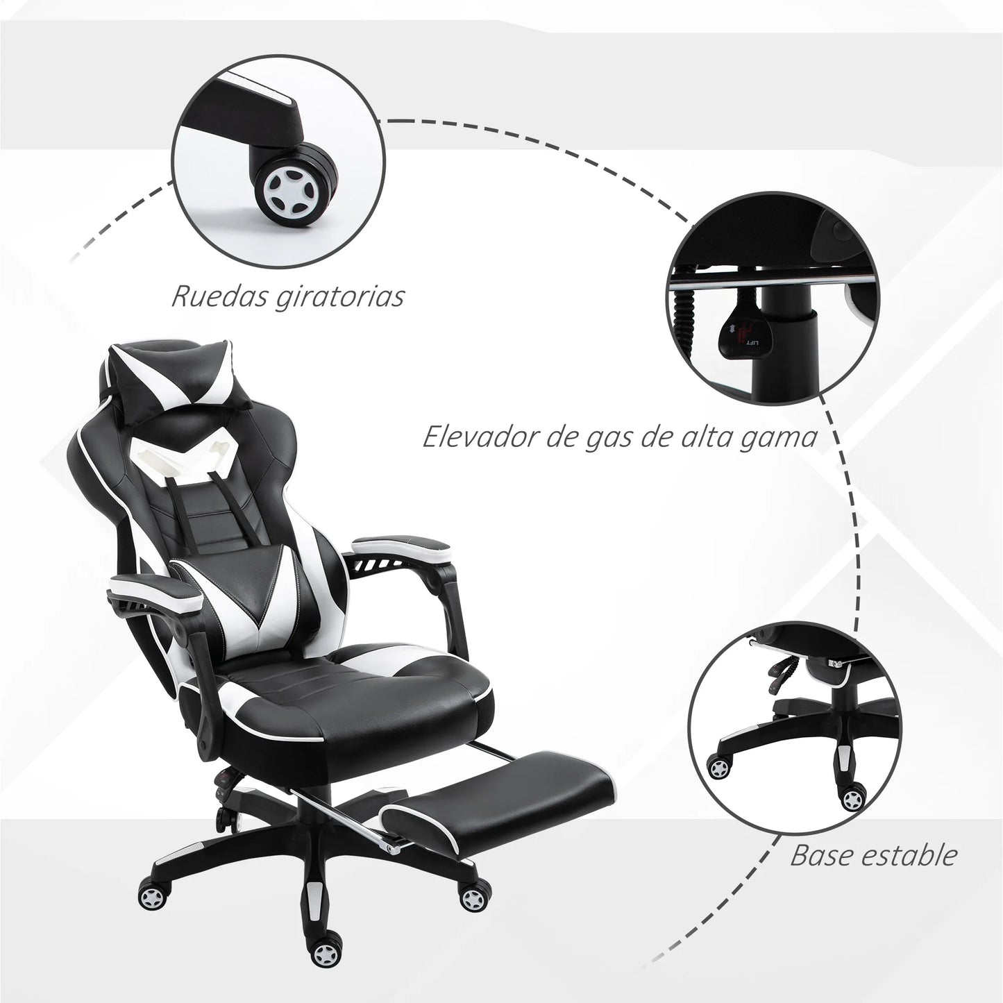 Vinsetto Ergonomic Racing Chair Reclining Backrest 65X70X118.5-126.5Cm