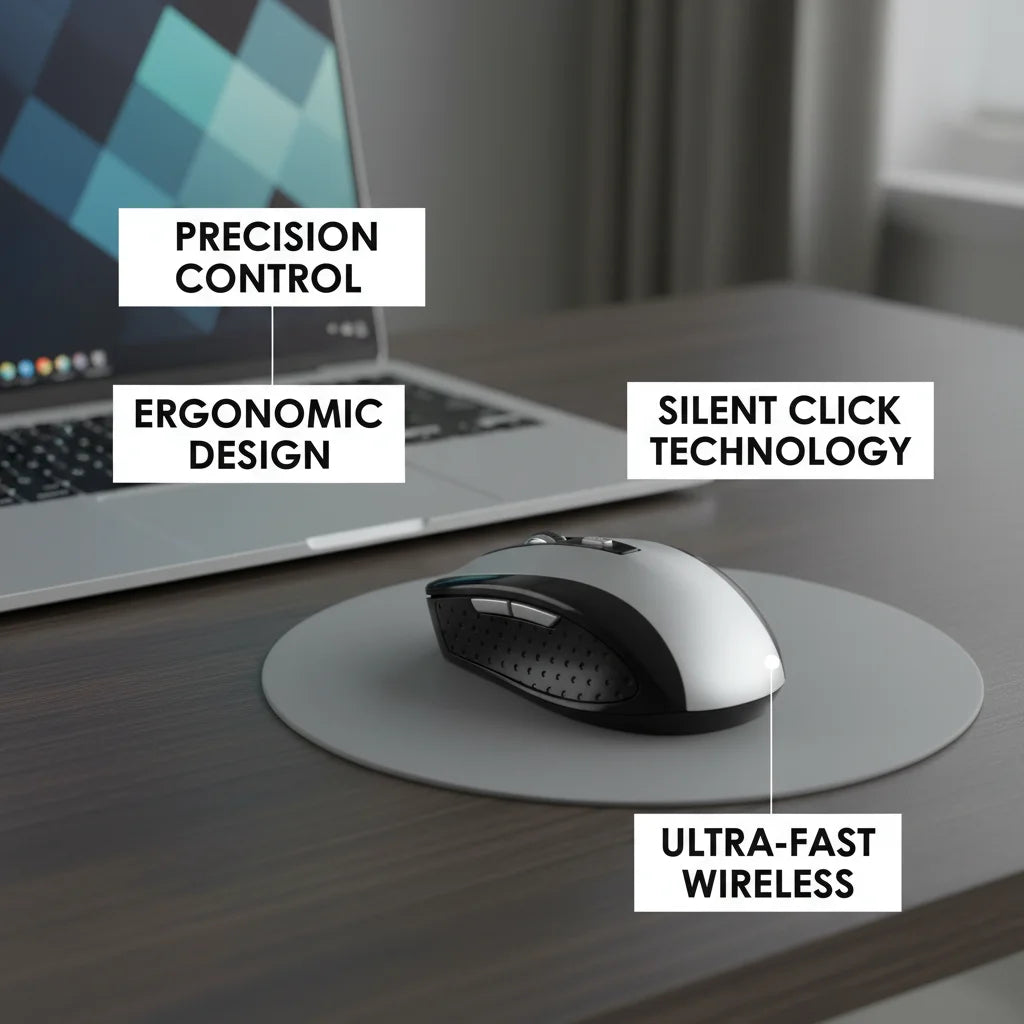 2.4G Wireless Mouse, 7500 DPI, 6 Buttons, 4-Ways Scroll Optical Gaming Mouse, Ergonomic Design For Desktop & Macbook PC Laptop