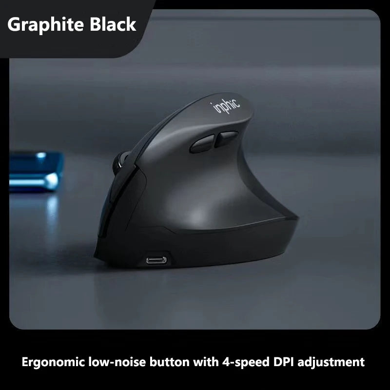 Ratón inalámbrico vertical Inphic X9 PRO con carga rápida Type-C, ergonómico y silencioso, para oficina, portátil, PC, ordenador y gaming