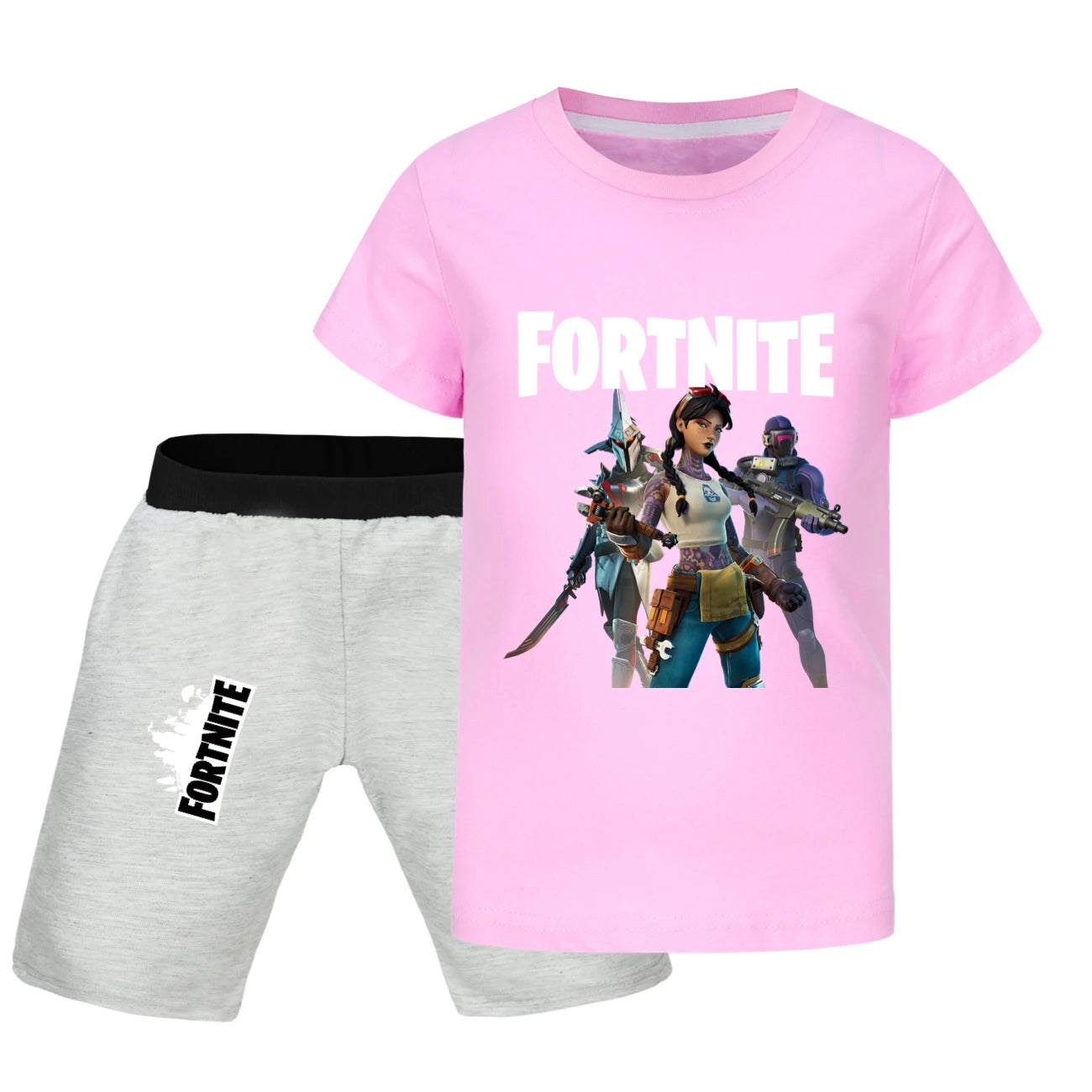 Fortnite Summer Kids Cartoon T-shirts Shorts Two-piece Set Baby Boys Tracksuit Girls Outfits 505