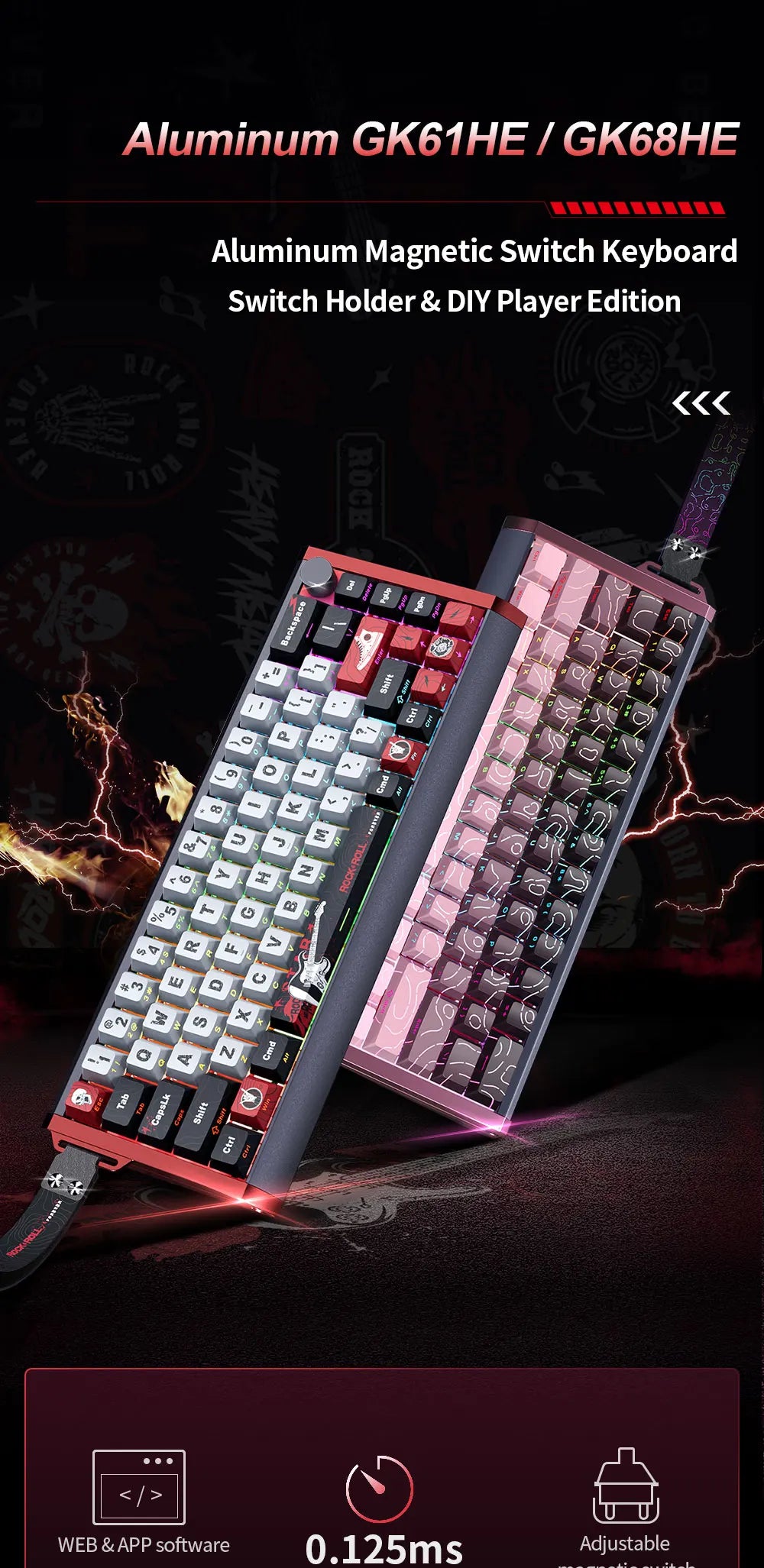 SKYLOONG GK61/GK68 HE Magnetische Tastatur Aluminiumgehäuse 8000hz RT0.01mm Rapid Trigger PBT-Tastenkappen RGB-Hintergrundbeleuchtung kabelgebundene Gaming-Tastatur