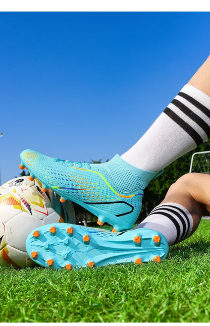 Chaussures de football FG/TF pour homme, bottes de football d'entraînement en plein air, baskets pour femme, chaussures de sport ultralégères antidérapantes, crampons de football pour terrain synthétique, grande taille