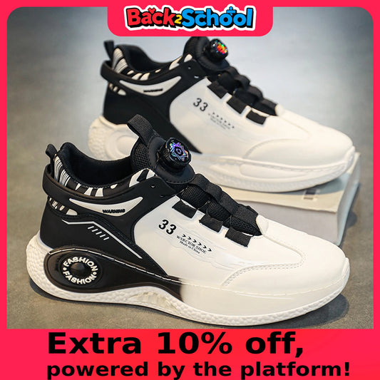 Men's Sneakers with Rotating Buckle Comfortable Non-Slip Lace-Up Durable Shoes for Outdoor Activities