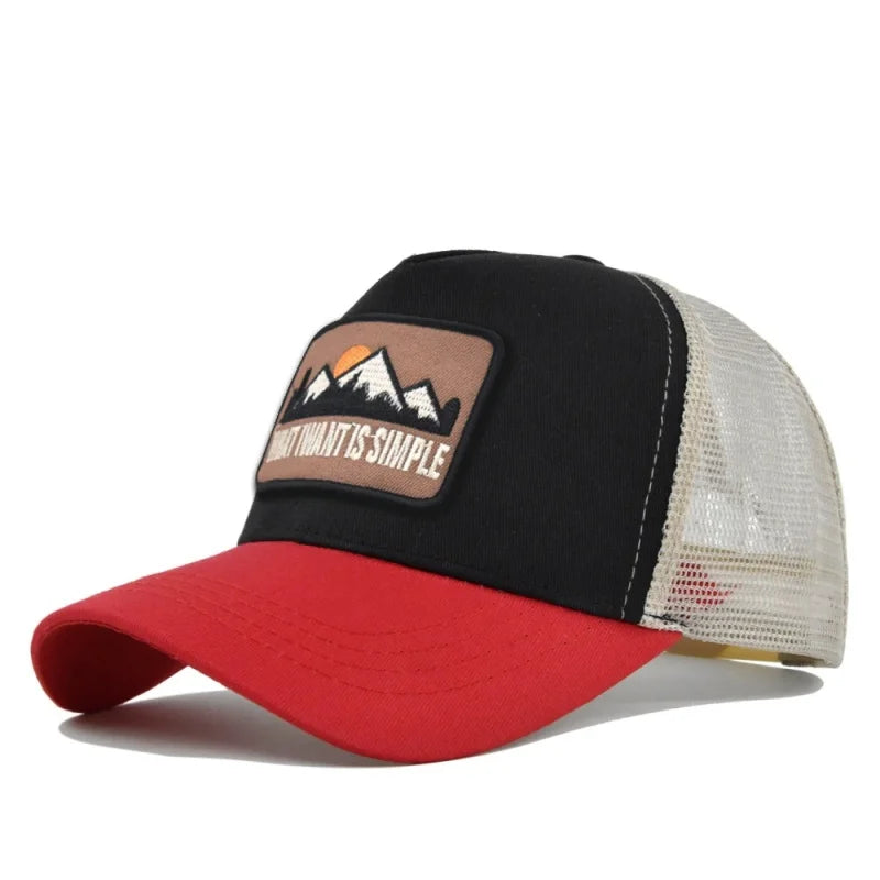 Letter Mesh Breathable Hat Women Men Embroidery Blocking Baseball Cap Sunshade Outdoor Sports Cycling Travel Sun Hat Dad Hat