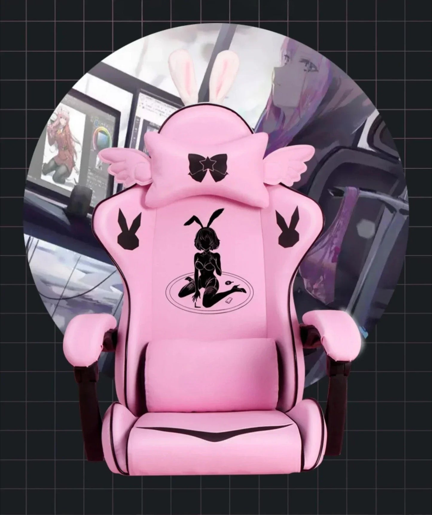 Pink Gaming Chair High-quality Girls Cartoon Home Live Gamer Chair Comfortable Swivel Adjustable Office Computer Furniture