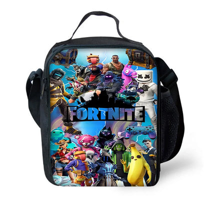 Hot Game Child School Backpack with Lunch Bags, Design-F-FortniteS Pencil Bags, School Bags for Boys Girls Best Gift