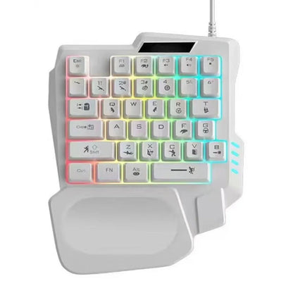 USB Single Hand Keyboard Luminous Ultra-slim One Handedly Keyboard 3 Color Backlight 35 Keys Gaming Mechanical Keyboard Laptop