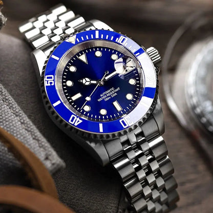 Orologio da uomo automatico 200m impermeabile Miyota8215, orologio subacqueo 40mm con movimento meccanico, luminoso, cinturino Jubilee e fibbia Glide Lock