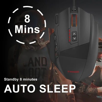 E-YOOSO X-39 programmierbare Gaming-Maus, kabelgebundene RGB-Maus mit 18 Tasten, 8 herausnehmbaren Gewichten, 5 DPI-Stufen, ergonomischem Griff für Computer
