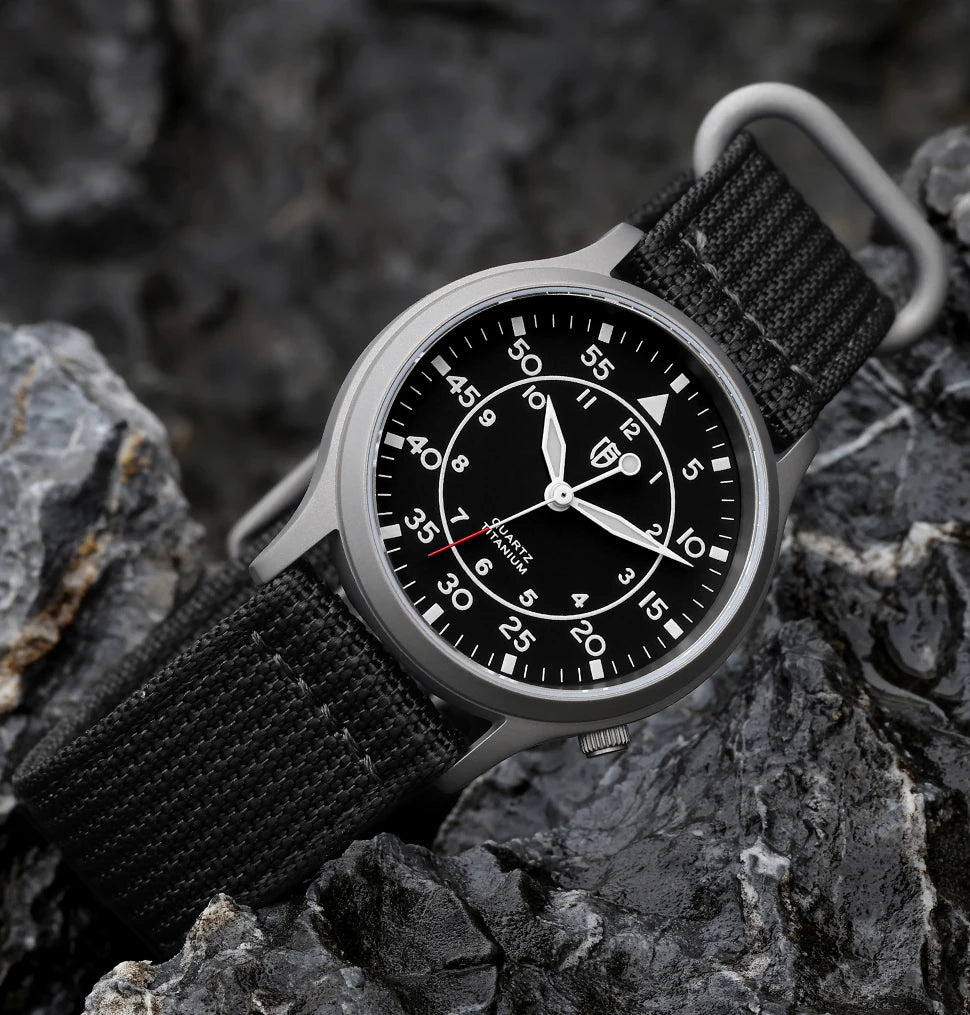 BERNY Titanium Men Quartz Watch AR Coating Sapphire Fashion Wristwatch Luminous VH31 Ultra-thin Wristwatch Waterproof 5ATM Watch
