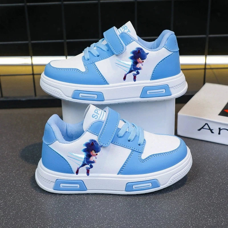 Sonic Fashion Sport Shoes PU Leather Sneakers Soft-soled Student Sneakers Tennis Shoes