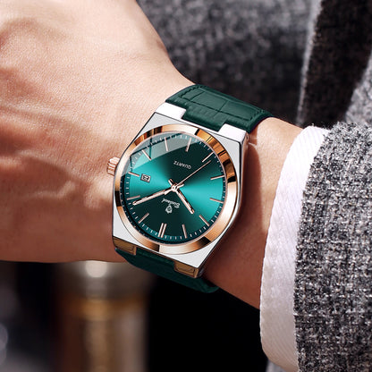 BINBOND luxury quartz wristwatch for men – Water-resistant, luminous, with automatic date – Professional, sporty, trendy and casual styles – Leather strap