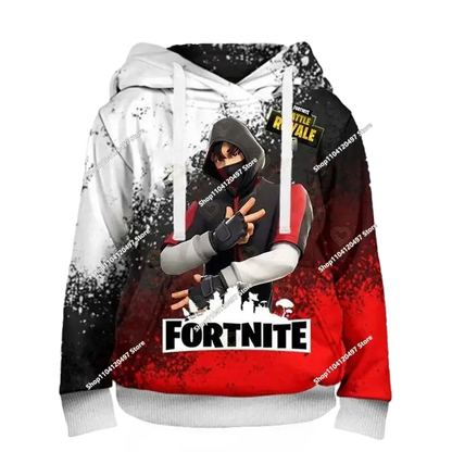 Суитшъри с качулка за момчета и момичета Fortnite, детски пуловер с 3D принт, суитшъри Battle Royale за мъже, есенна модна детска дреха