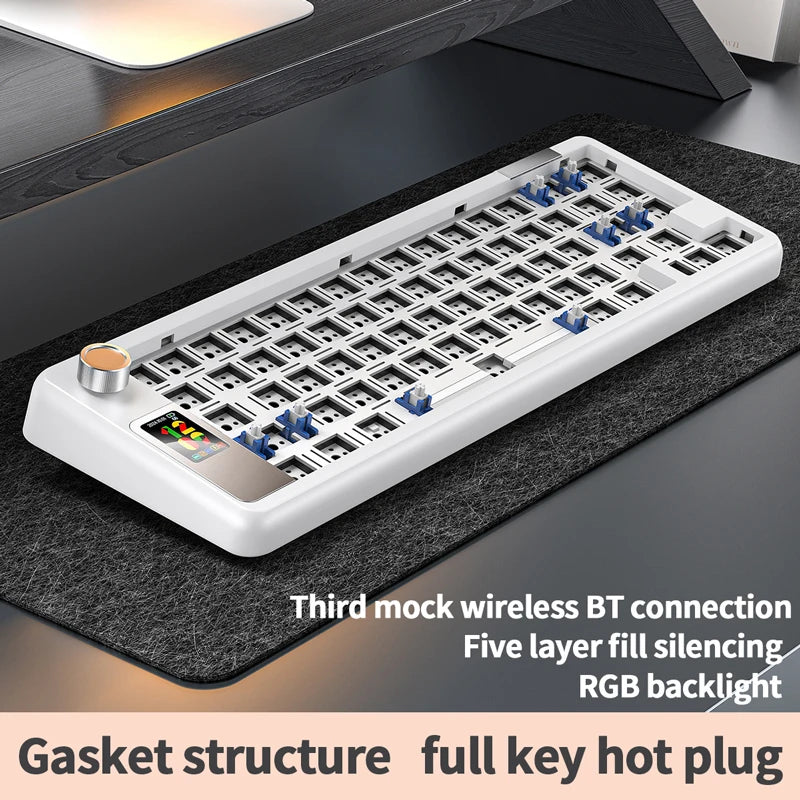 Tri-mode Mechanical Keyboard Wired&Wireless Barebone Kit 3/5 Pins Customized Hot Swap RGB Rapid Disassemble Gasket