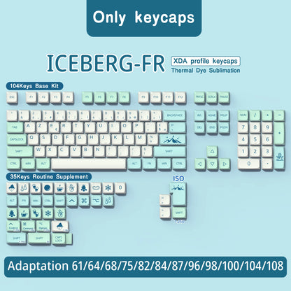 Keycaps Iceberg perfil XDA, brasileiro, coreano, japonês, russo, espanhol e francês, tecla Enter ISO em PBT para teclado mecânico GK61