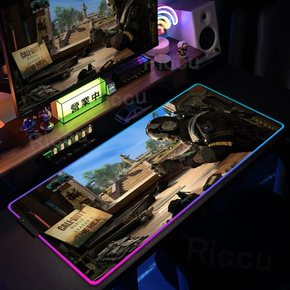 Gaming Call of Duty RGB Mouse Pad Office Large Size PC LED Glowing Keyboard Natural Rubber Anti-Slip Mice Mats Lock Edge Thicken