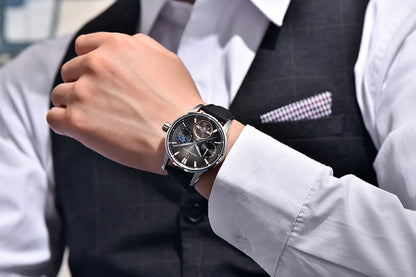 PAGANI DESIGN – luksuzni mehanički sat za muškarce, 41 mm, safirno staklo, kožni remen, vodootporan, u pilotskom stilu, s turbiljonom i fazama mjeseca
