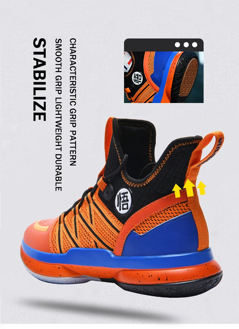 2024 New Dragon B Style Orange Men's Basketball Shoes Size 38-44 Air Cushioning Sport Sneakers Mesh Breathable Training Shoes