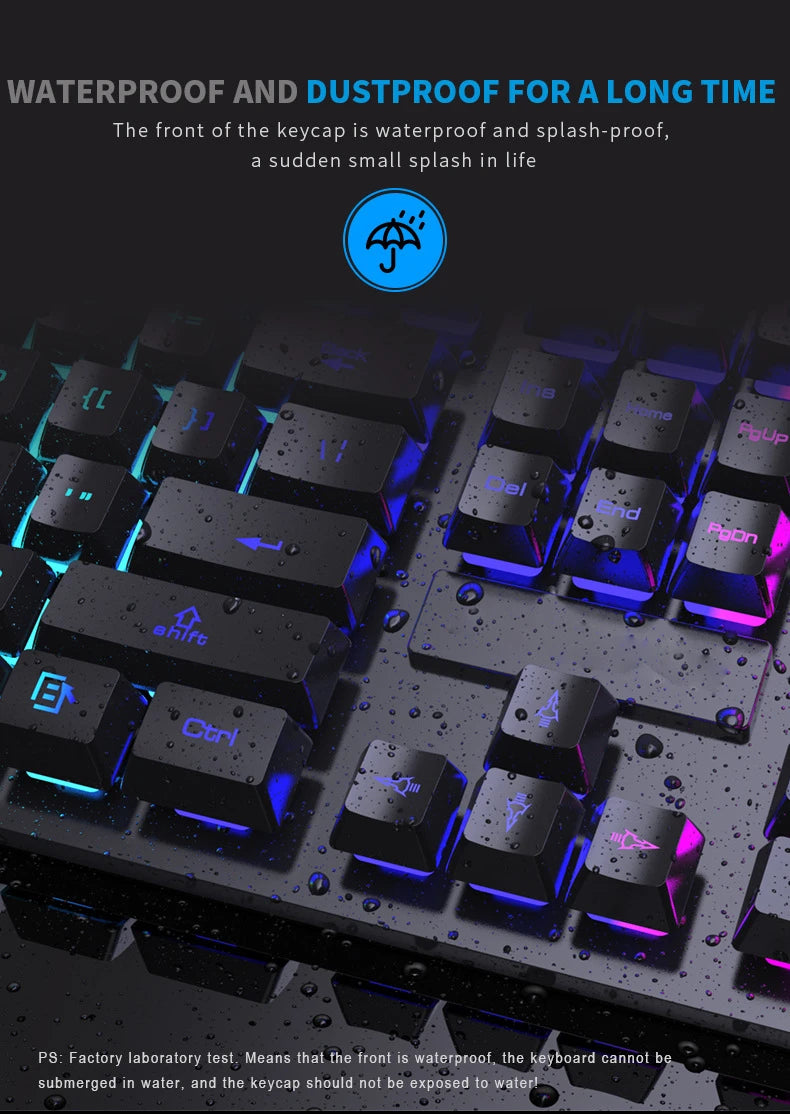 104 Keys Wired Keyboard with RGB Backlit Breathing Light Gaming Ergonomic Keyboard and Mouse Set for Computer Laptop Gamer Office