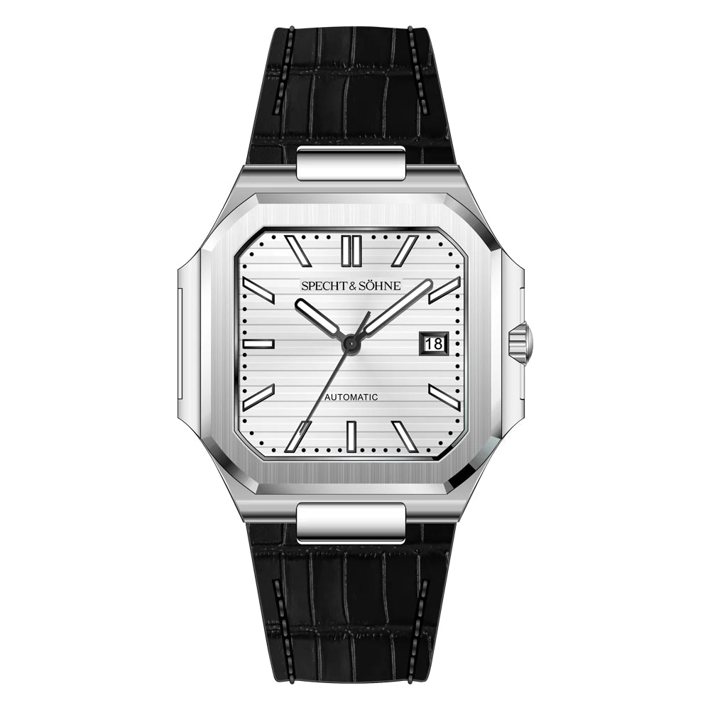 2025 Specht & Söhne Men's Classic Cubic Automatic Mechanical Watch 50M Waterproof Luminous Sapphire Crystal Reloj Hombre 41MM