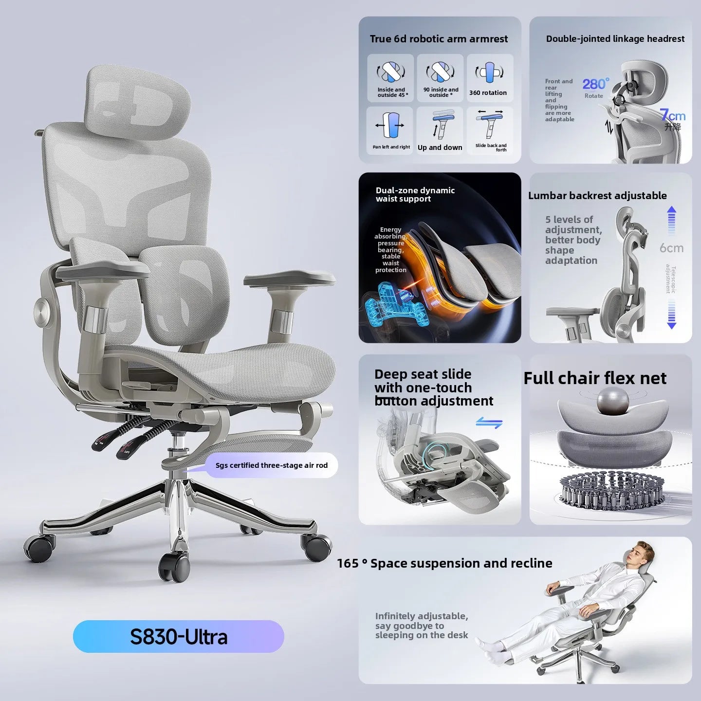 Stable Ergonomic Office Chair with Lumbar Support, Adjustable Height Computer Chair, Gaming Chair with Waist Protection, Swivel Desk Chair