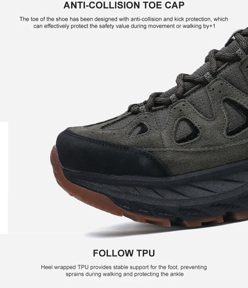 ‌Hikeup Men's Outdoor Hiking Shoes Lightweight Energy Return Trekking Walking Sports Shoes with Strong Grip & Support