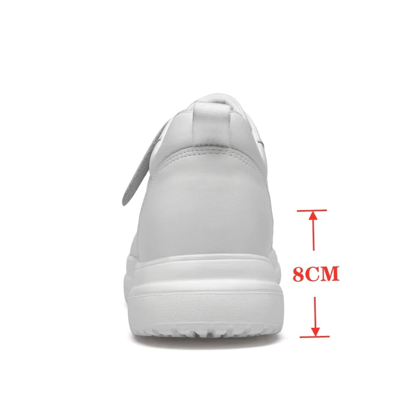 Big Size Lift Men Sneakers Elevator Shoes Heightening Height Increase Insole 7-8CM High Heels Shoes Genuine Leather Sport Shoes
