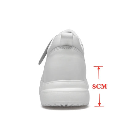 Big Size Lift Men Sneakers Elevator Shoes Heightening Height Increase Insole 7-8CM High Heels Shoes Genuine Leather Sport Shoes