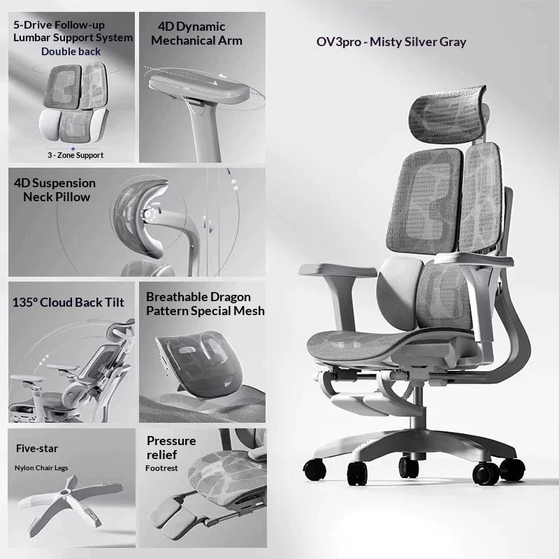 Office Mesh Chair Ergonomic Executive Computer Gaming Furniture Modern Swivel Rolling Adjustable Silla Gaming Ergonomic Chair