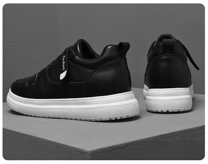 Big Size Lift Men Sneakers Elevator Shoes Heightening Height Increase Insole 7-8CM High Heels Shoes Genuine Leather Sport Shoes