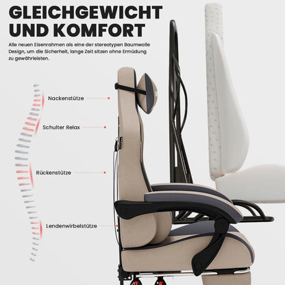 SUKIDA Ergonomic Racing Gaming Chair Adjustable Swivel with Headrest and Lumbar Support for Office and Gaming